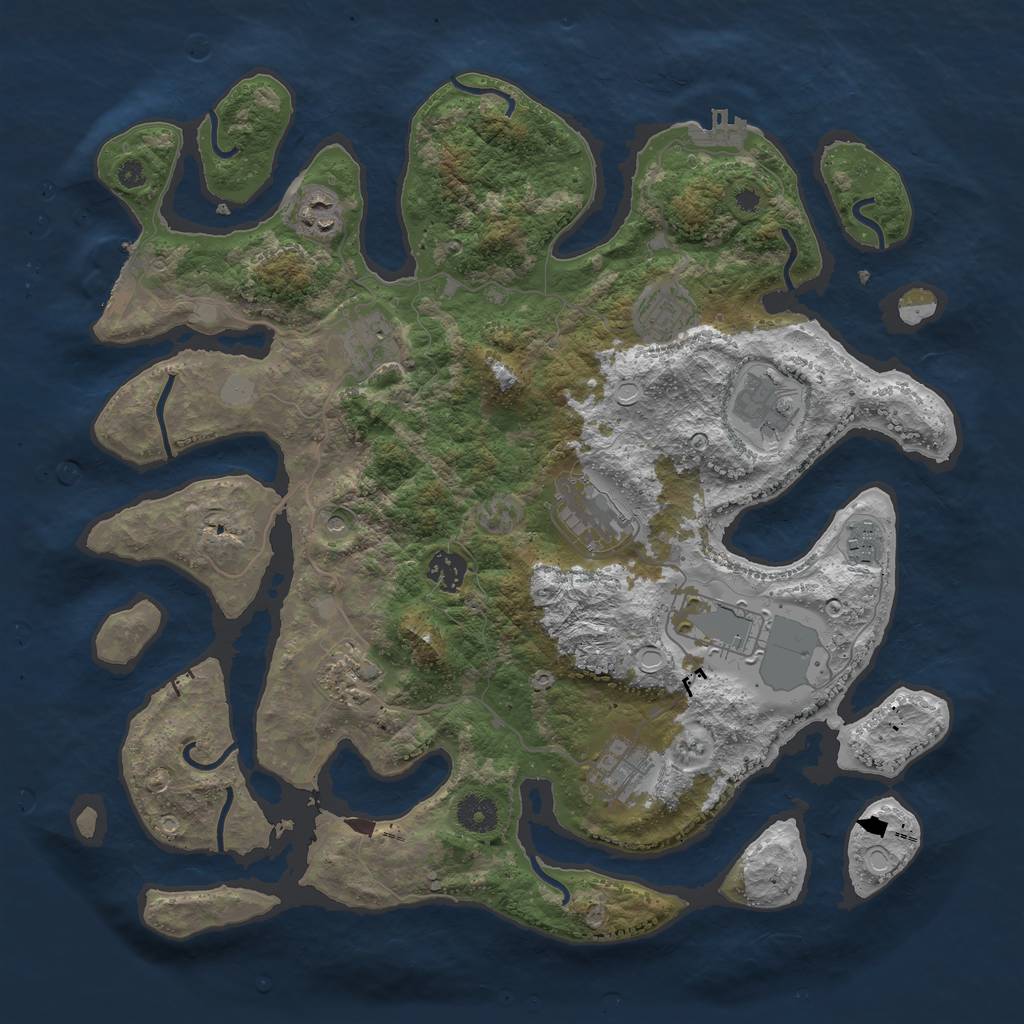 Rust Map: Procedural Map, Size: 3850, Seed: 949596025, 18 Monuments