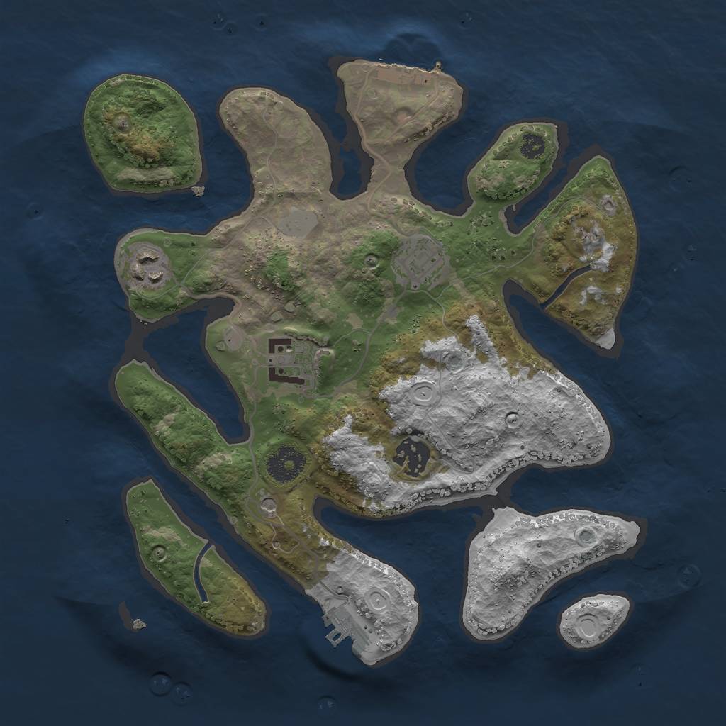 Rust Map: Procedural Map, Size: 3000, Seed: 716019, 12 Monuments