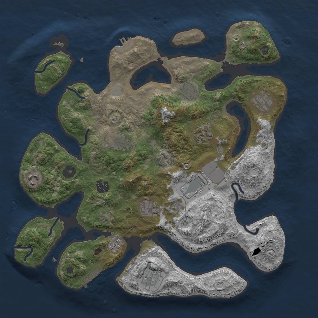 Rust Map: Procedural Map, Size: 3700, Seed: 2099231673, 18 Monuments