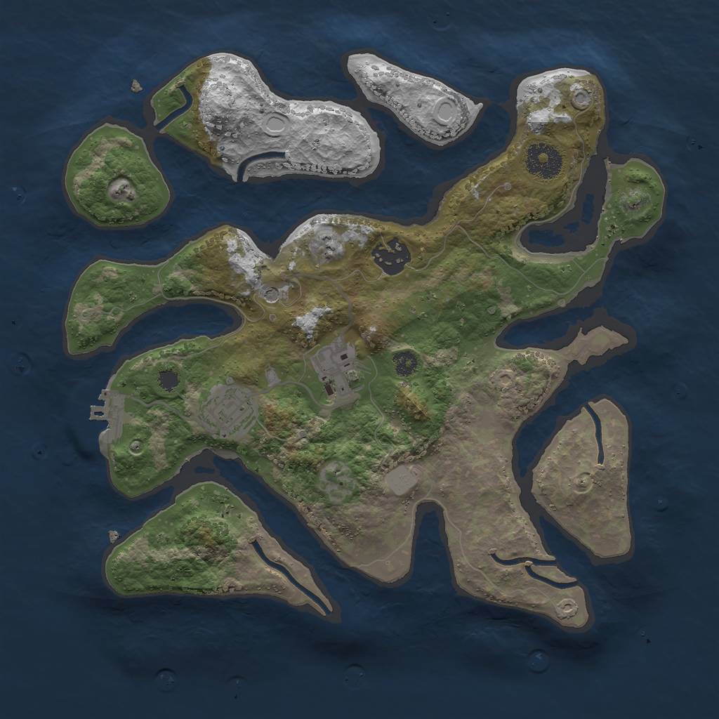 Rust Map: Procedural Map, Size: 3000, Seed: 953717, 10 Monuments