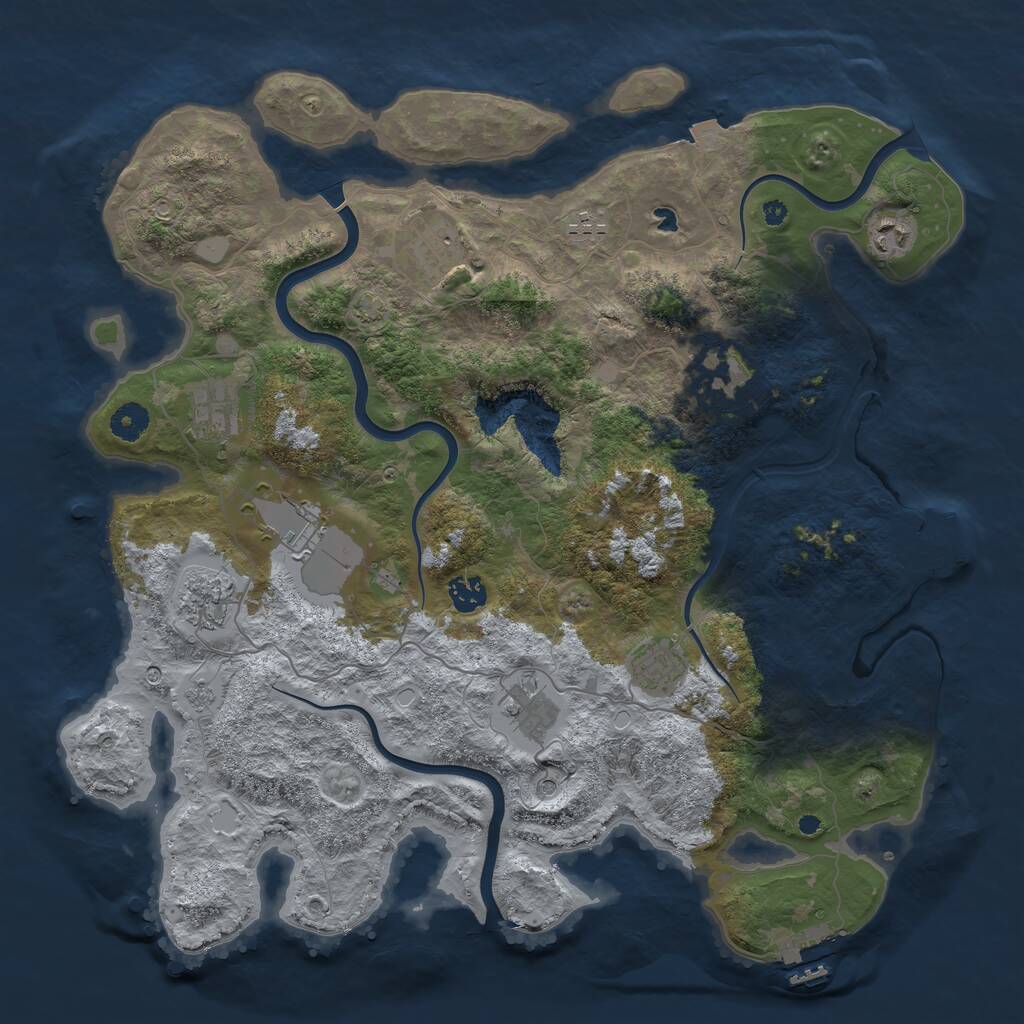 Rust Map: Procedural Map, Size: 4096, Seed: 7, 16 Monuments