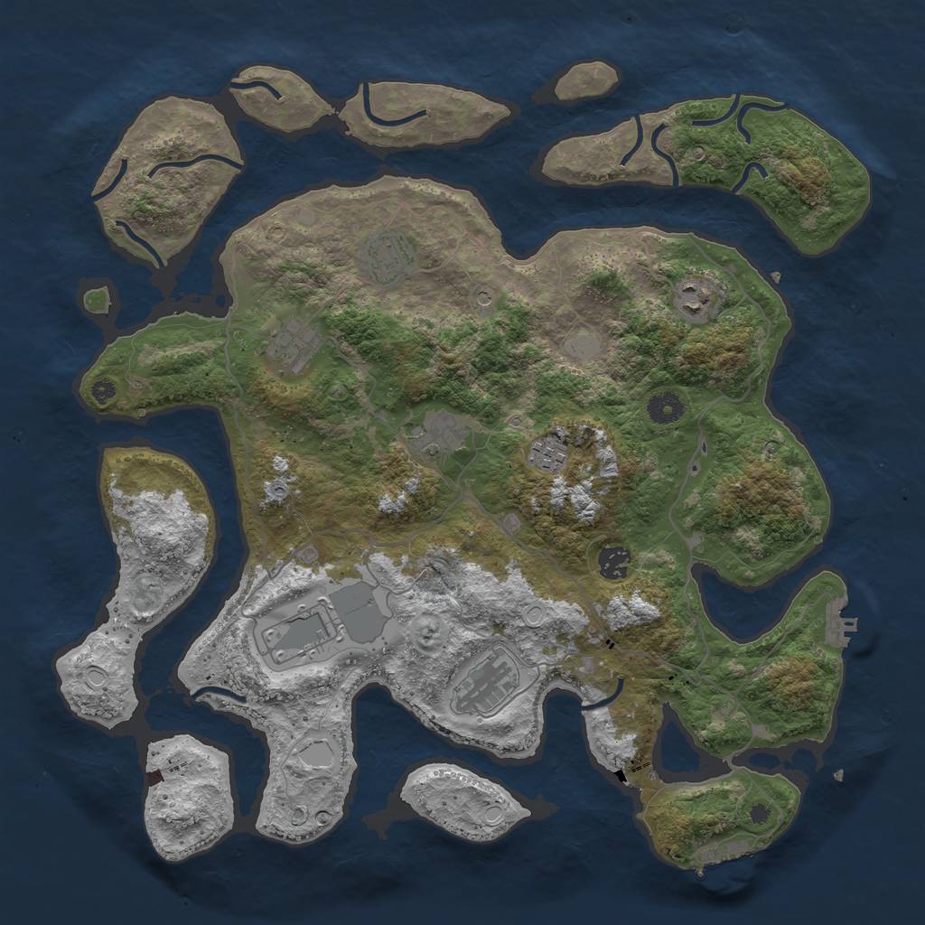 Rust Map: Procedural Map, Size: 4096, Seed: 7, 16 Monuments