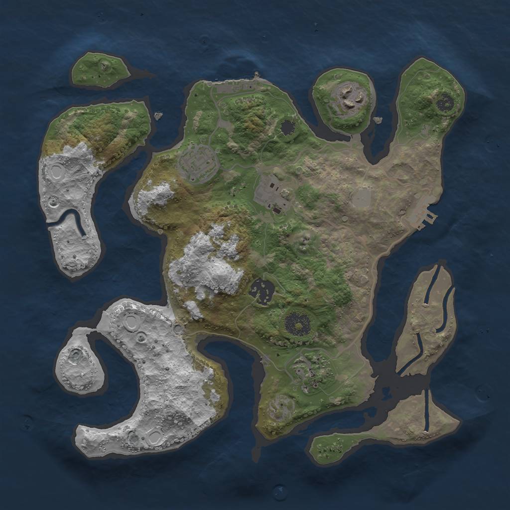 Rust Map: Procedural Map, Size: 3000, Seed: 350690, 12 Monuments