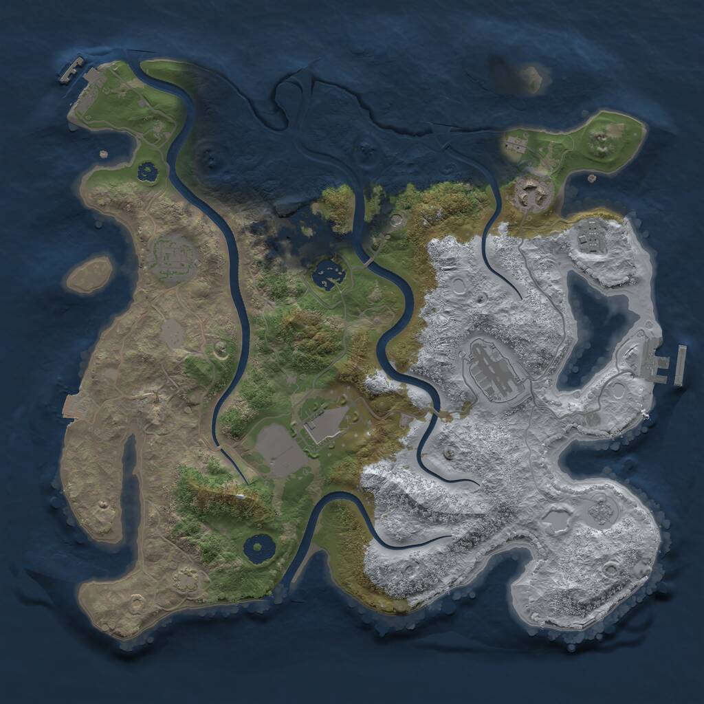 Rust Map: Procedural Map, Size: 3500, Seed: 105534490, 13 Monuments