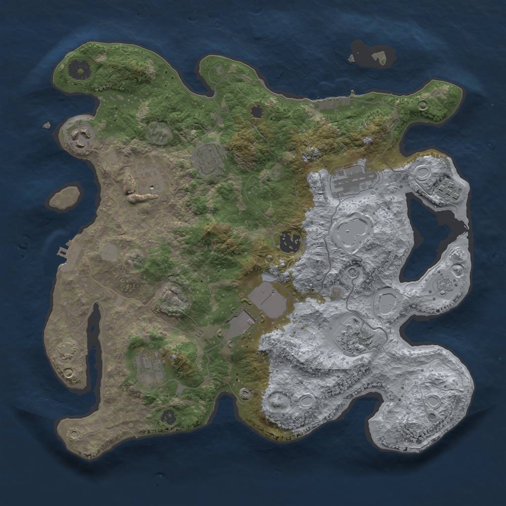 Rust Map: Procedural Map, Size: 3500, Seed: 105534490, 17 Monuments