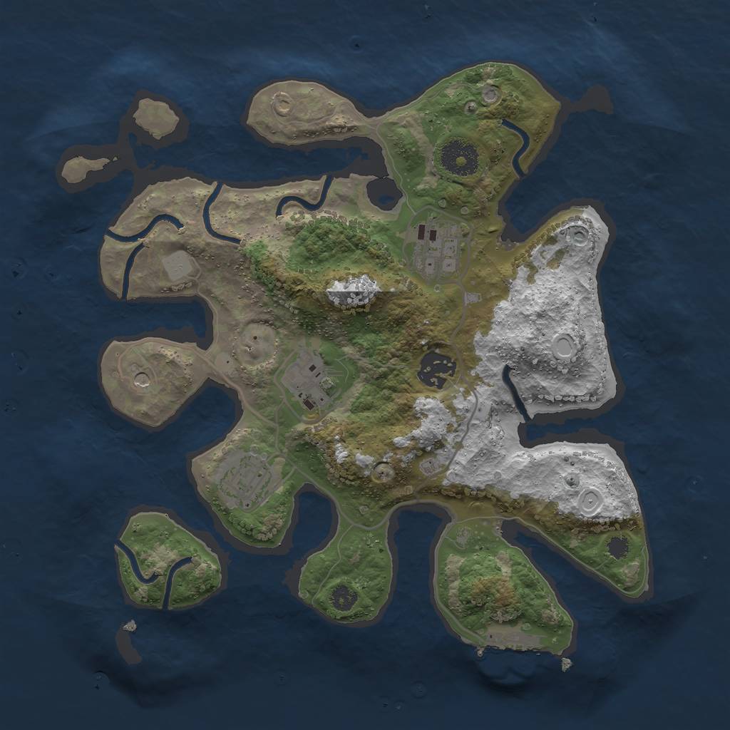 Rust Map: Procedural Map, Size: 3000, Seed: 1021656885, 11 Monuments