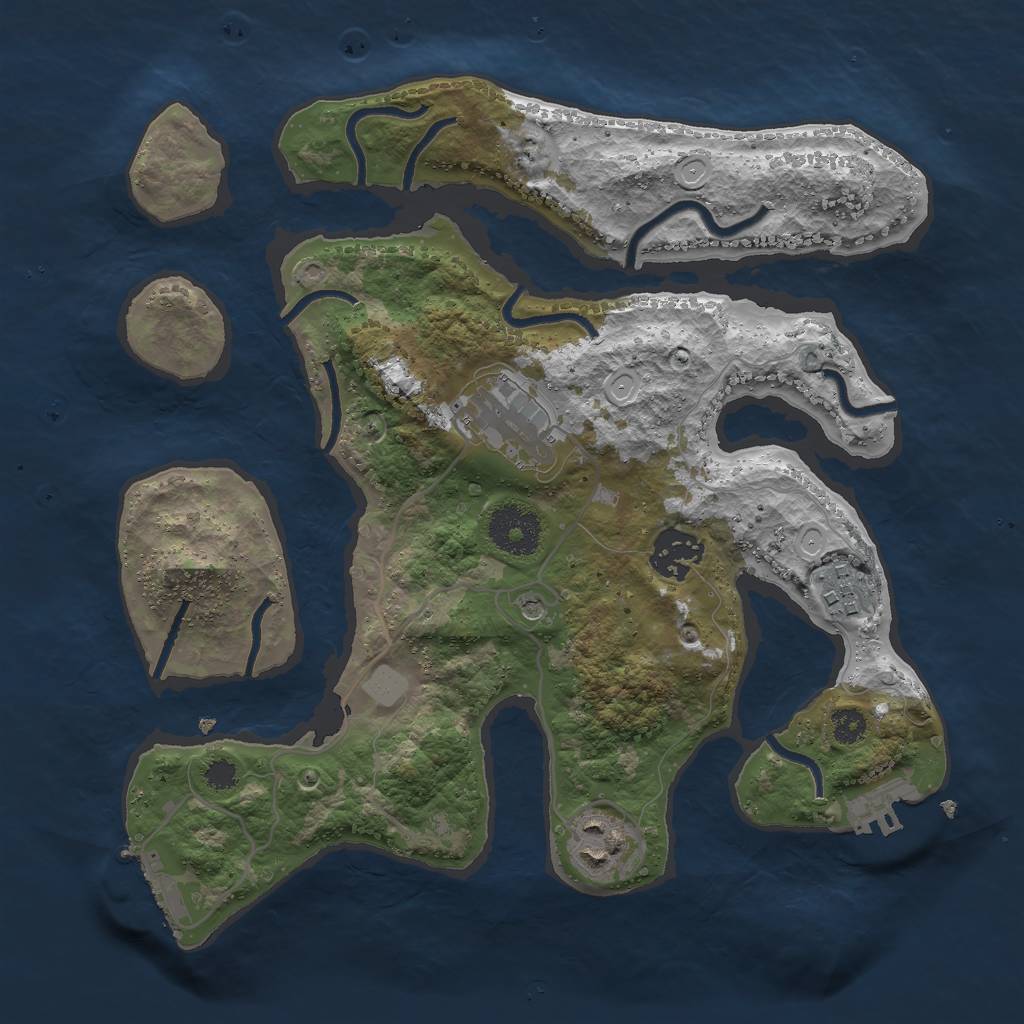 Rust Map: Procedural Map, Size: 3000, Seed: 389642, 12 Monuments