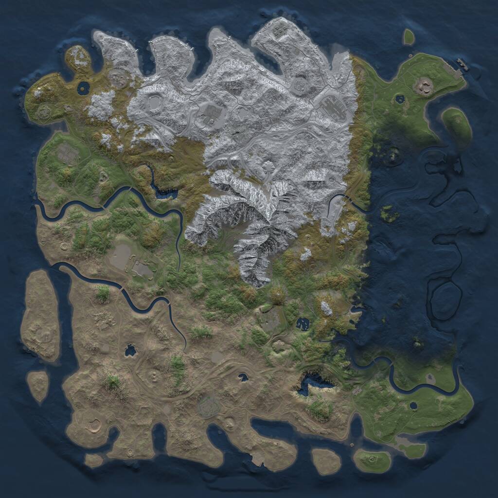 Rust Map: Procedural Map, Size: 5500, Seed: 421, 17 Monuments