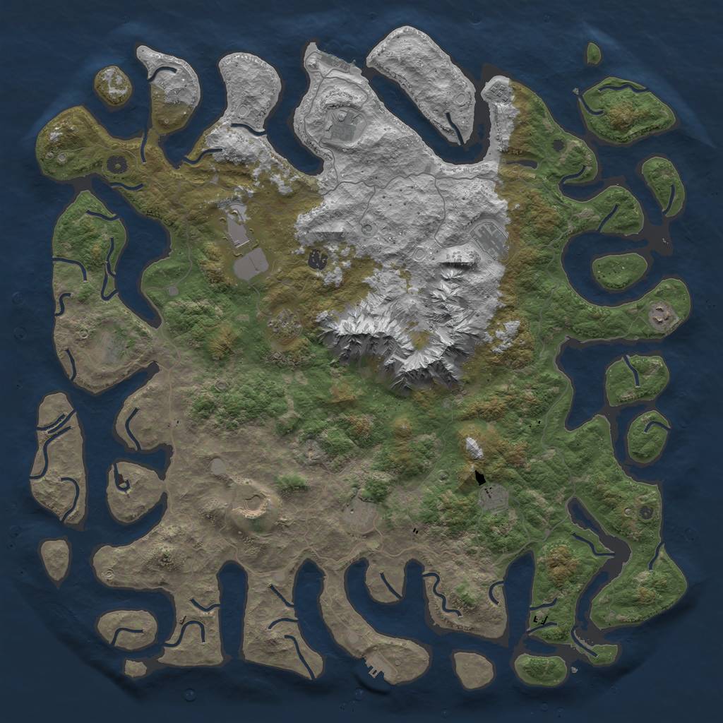 Rust Map: Procedural Map, Size: 5500, Seed: 421, 19 Monuments