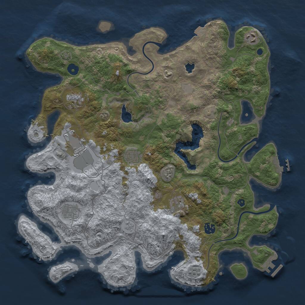 Rust Map: Procedural Map, Size: 4050, Seed: 1708109900, 14 Monuments