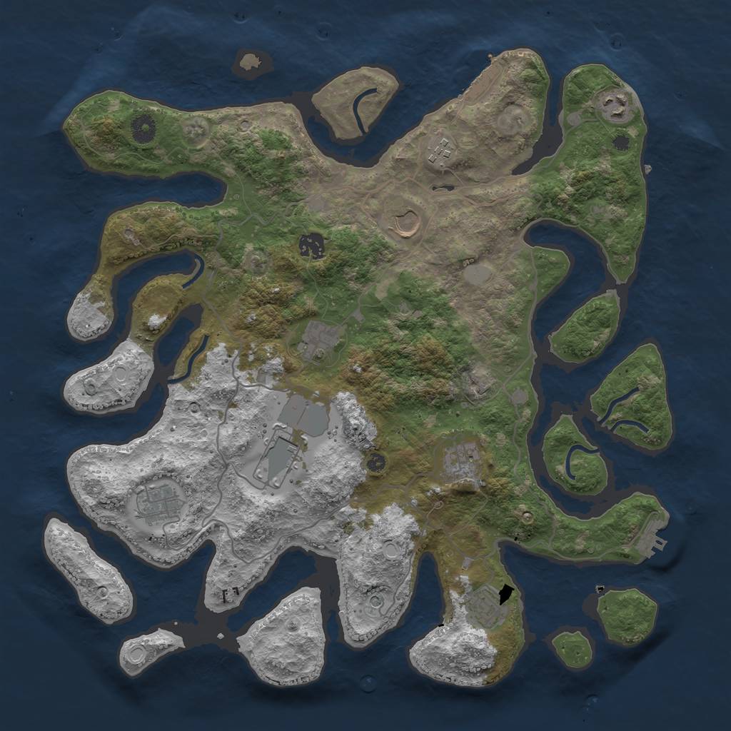 Rust Map: Procedural Map, Size: 4050, Seed: 1708109900, 17 Monuments