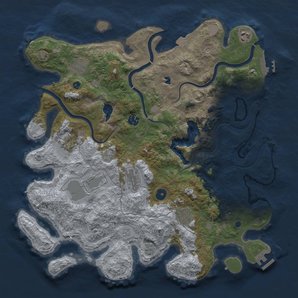 Rust Map: Procedural Map, Size: 4050, Seed: 1708109900, 14 Monuments