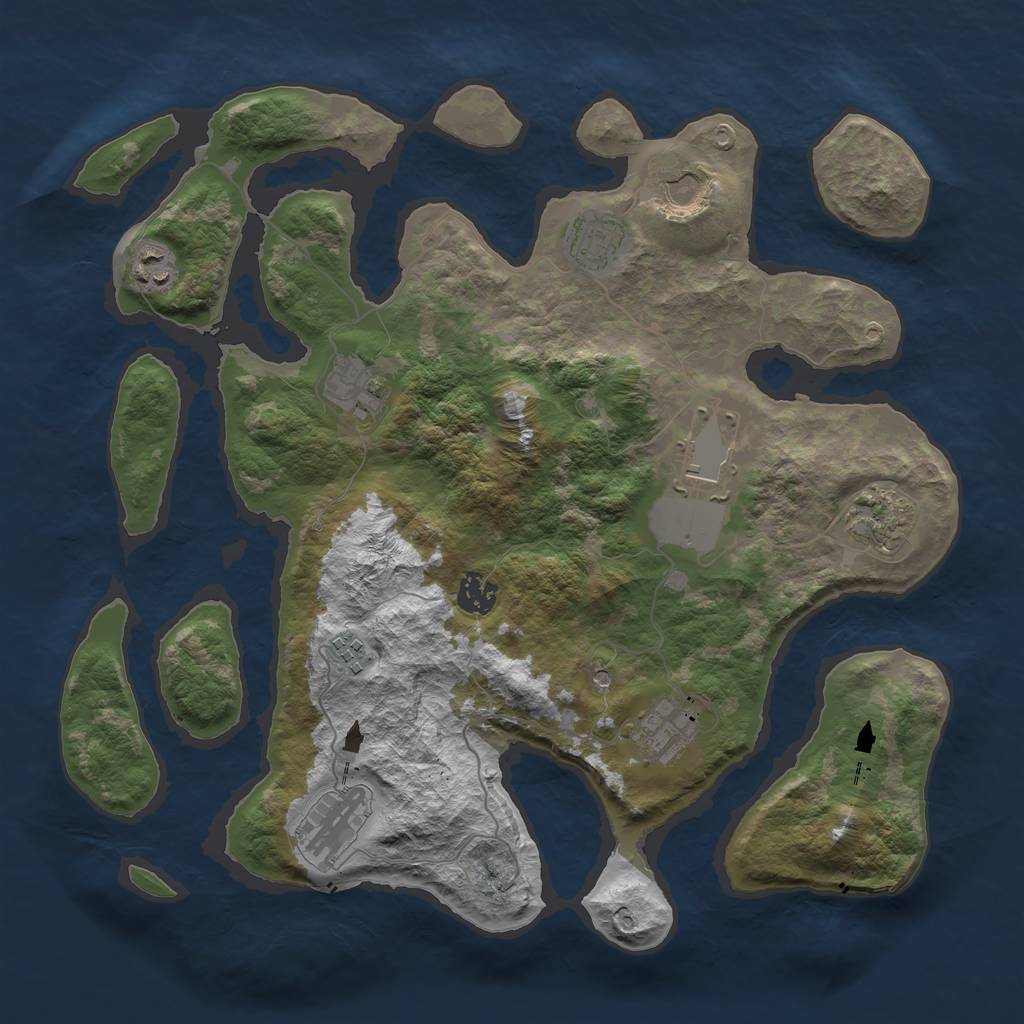 Rust Map: Barren, Size: 3750, Seed: 292734084, 13 Monuments