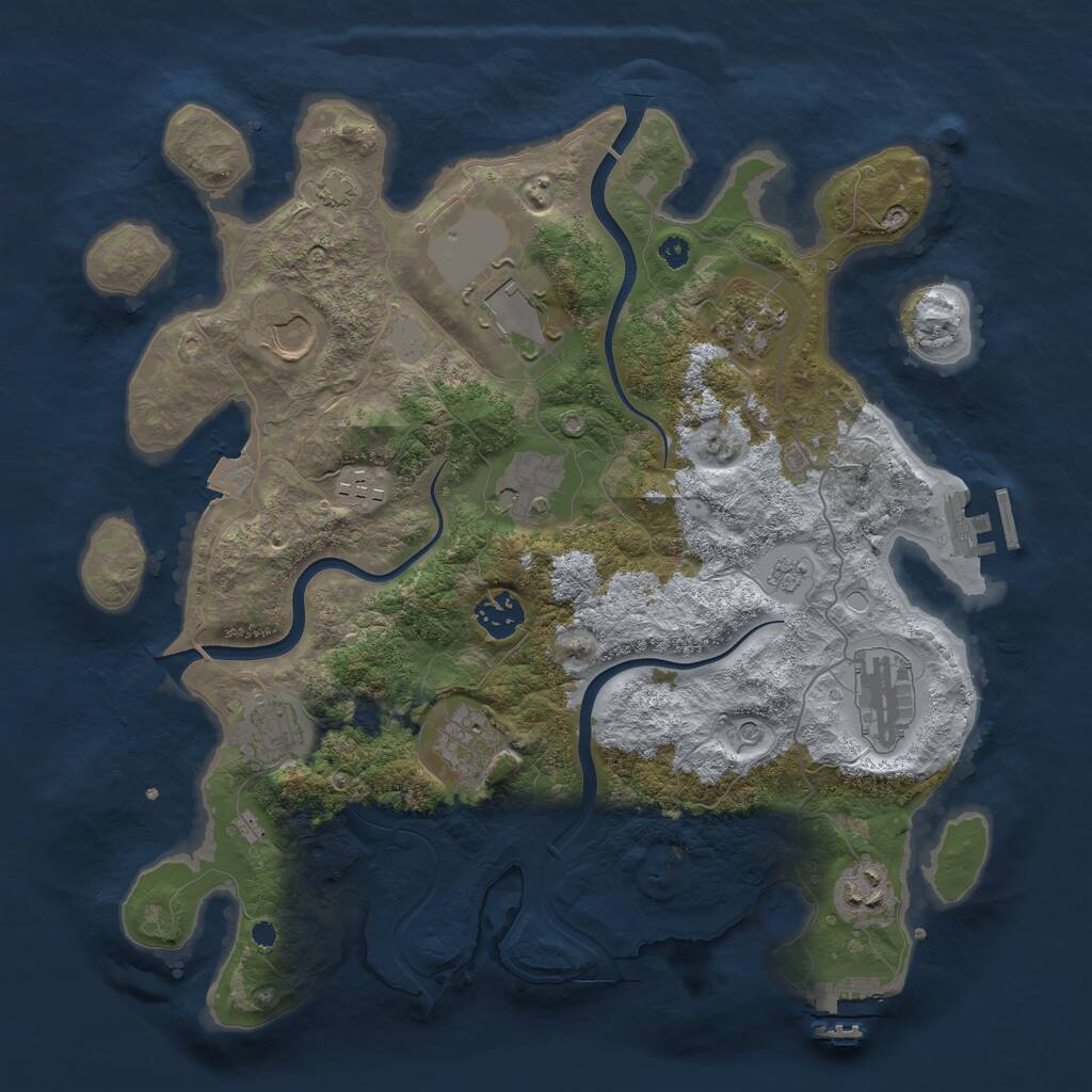 Rust Map: Procedural Map, Size: 3600, Seed: 131344, 16 Monuments