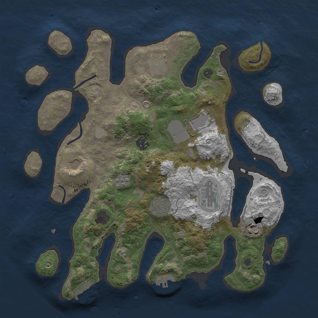 Rust Map: Procedural Map, Size: 3600, Seed: 131344, 16 Monuments