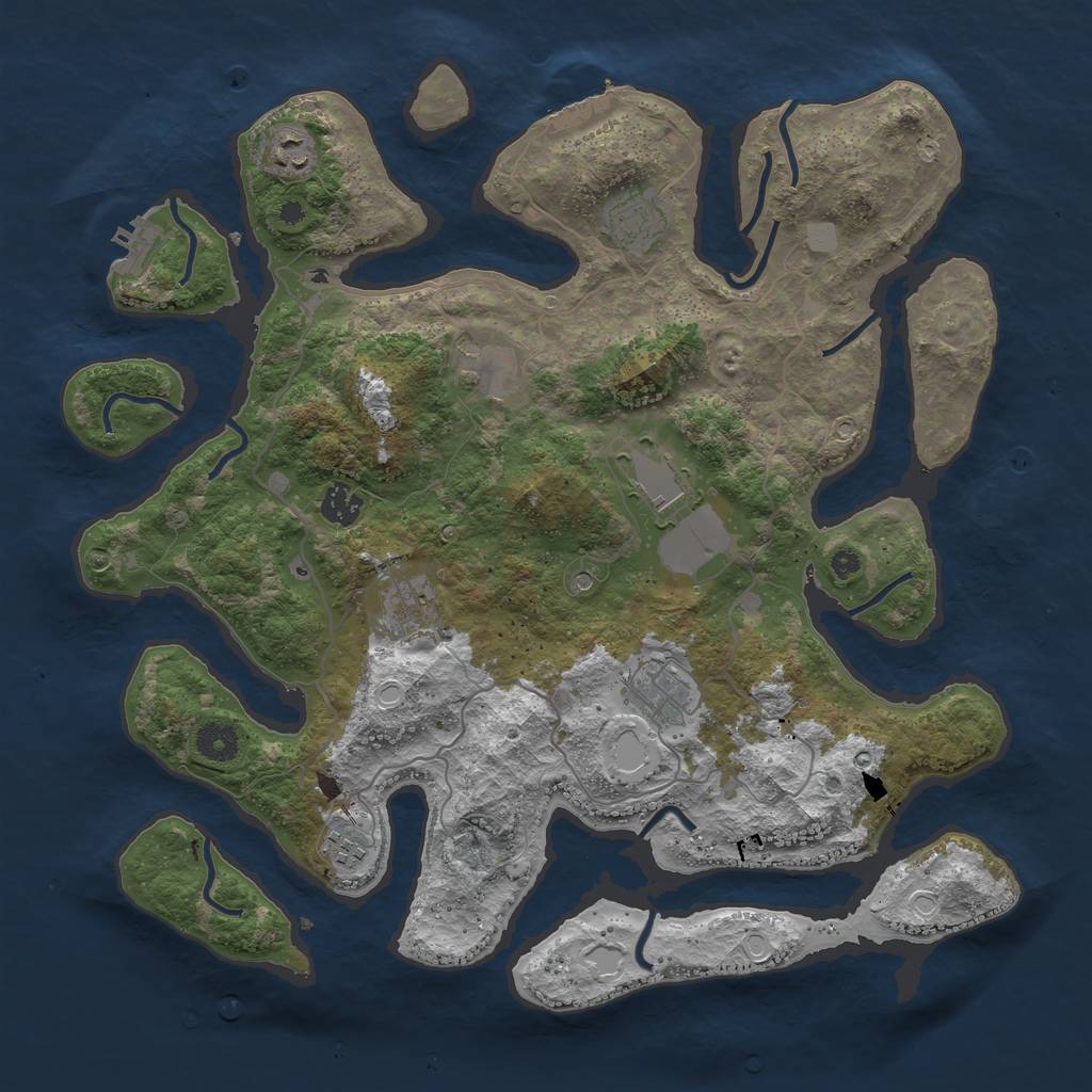 Rust Map: Procedural Map, Size: 4000, Seed: 20135, 16 Monuments