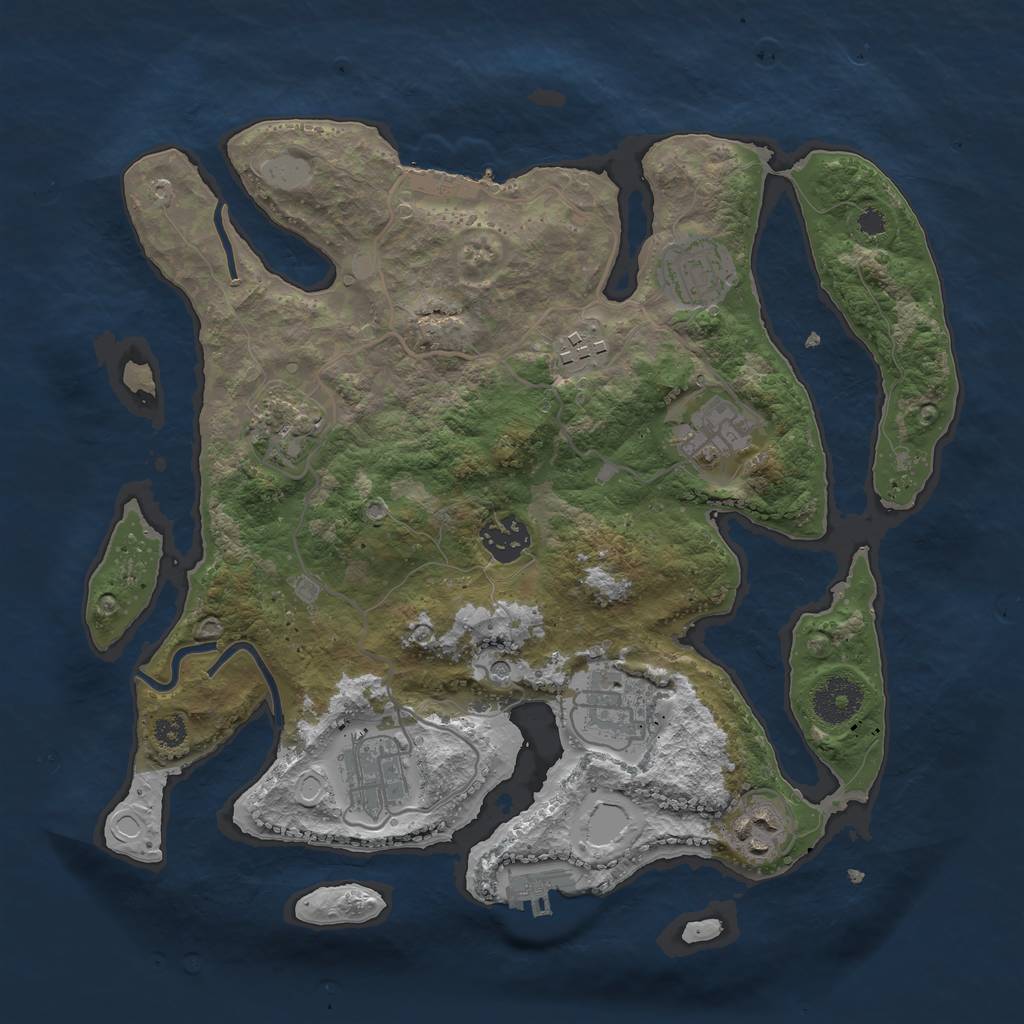 Rust Map: Procedural Map, Size: 3250, Seed: 690428590, 16 Monuments