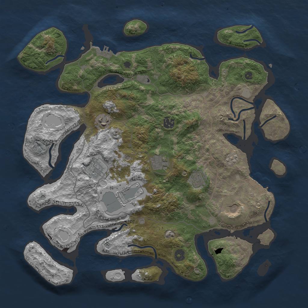 Rust Map: Procedural Map, Size: 4000, Seed: 121315422, 16 Monuments