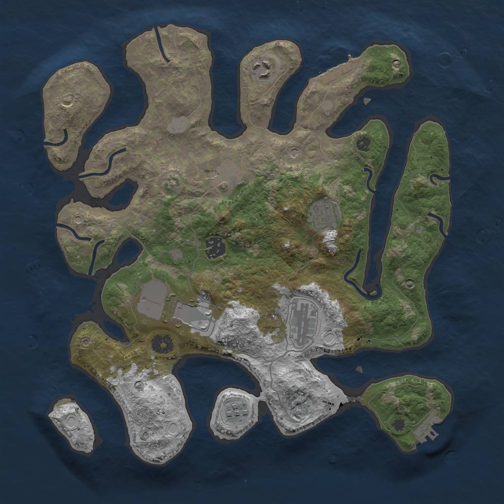 Rust Map: Procedural Map, Size: 3550, Seed: 654343, 15 Monuments