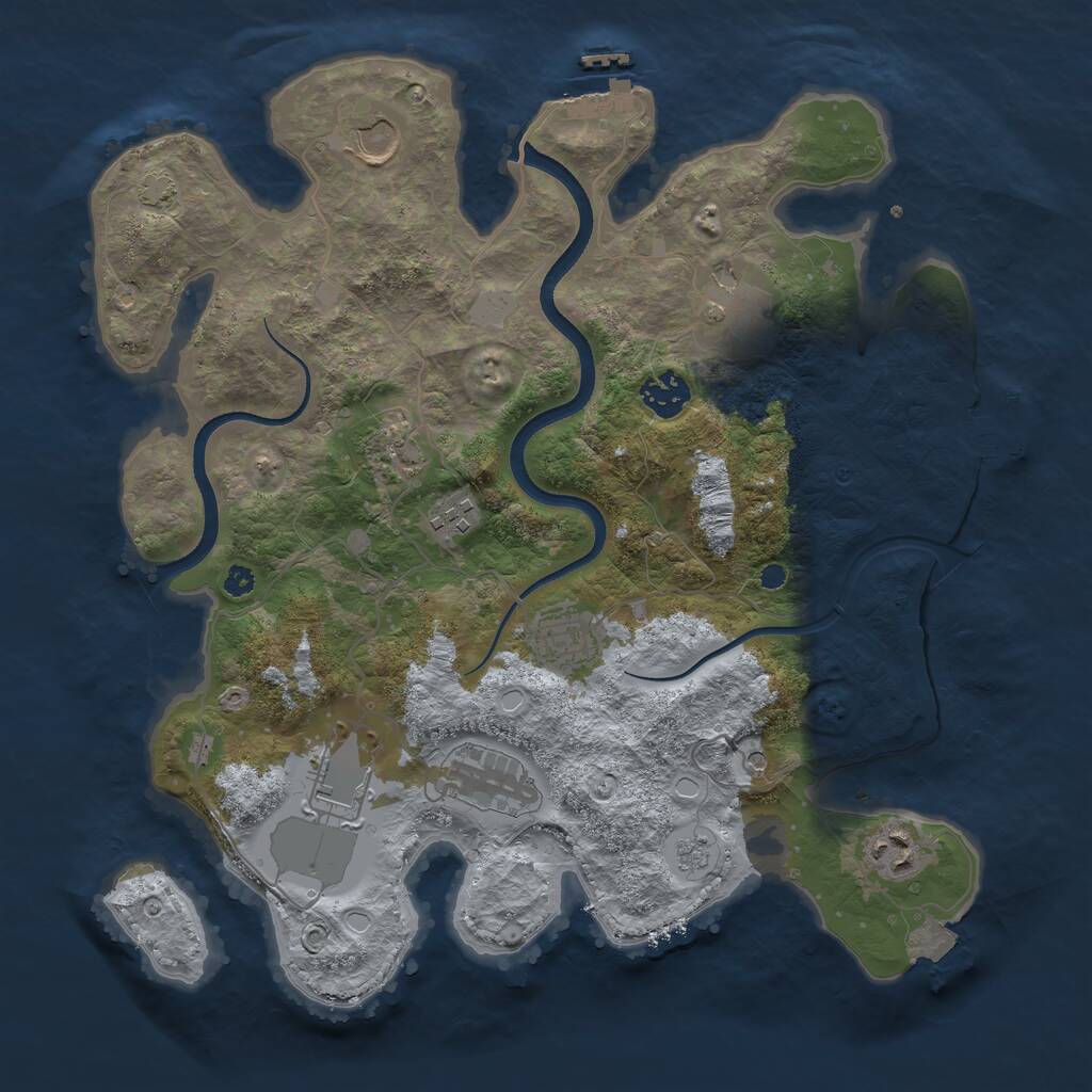 Rust Map: Procedural Map, Size: 3550, Seed: 654343, 15 Monuments