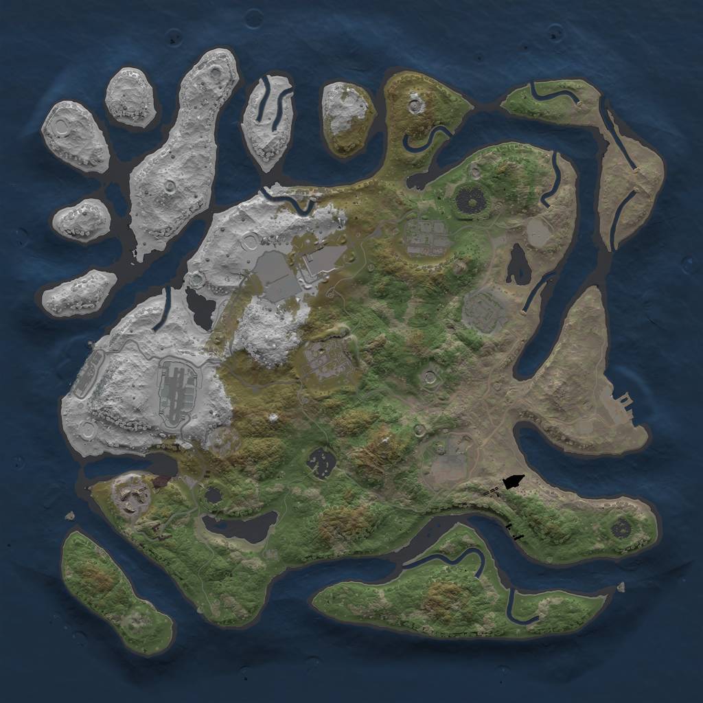 Rust Map: Procedural Map, Size: 3700, Seed: 79321, 16 Monuments