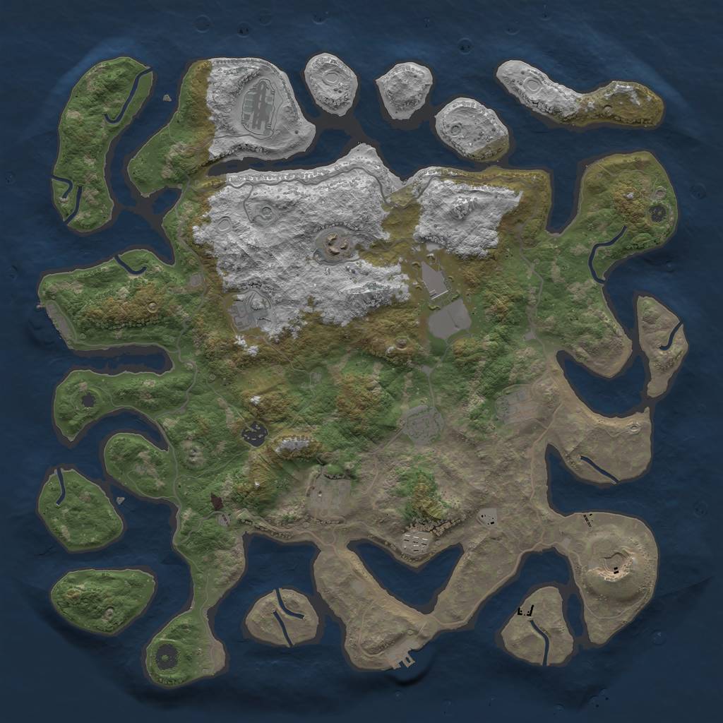 Rust Map: Procedural Map, Size: 4500, Seed: 21810, 18 Monuments