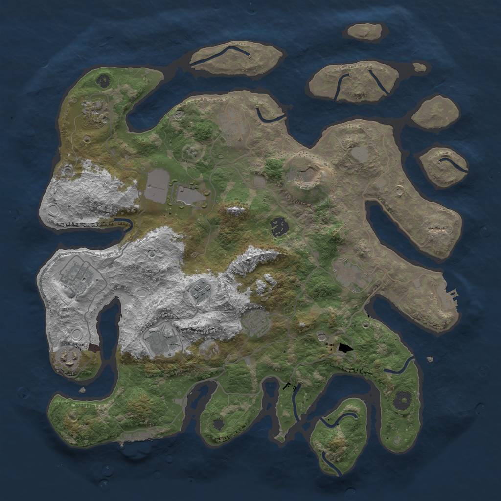 Rust Map: Procedural Map, Size: 4000, Seed: 2145463287, 19 Monuments