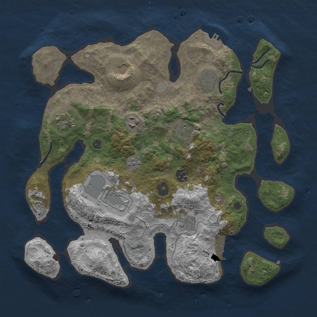 Rust Map: Procedural Map, Size: 3700, Seed: 321273514, 17 Monuments