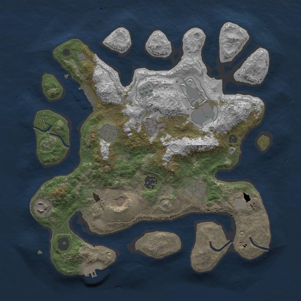 Rust Map: Procedural Map, Size: 3500, Seed: 720943922, 15 Monuments