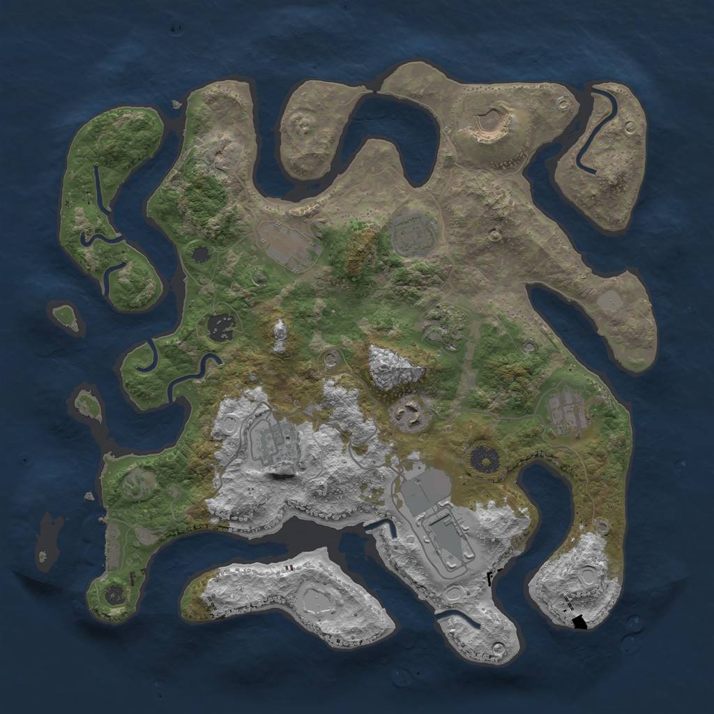 Rust Map: Procedural Map, Size: 3700, Seed: 2058262547, 16 Monuments