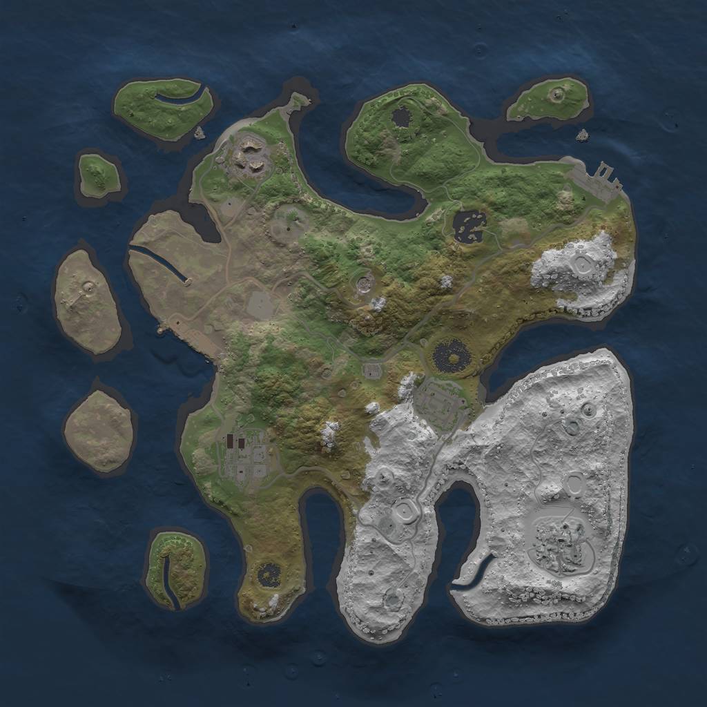 Rust Map: Procedural Map, Size: 3000, Seed: 2131512780, 13 Monuments