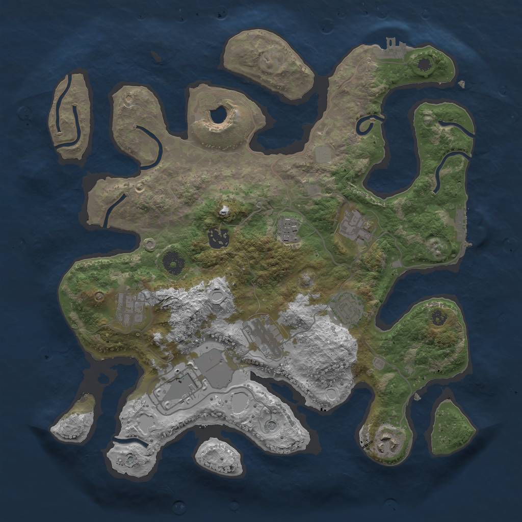 Rust Map: Procedural Map, Size: 3500, Seed: 307612, 17 Monuments