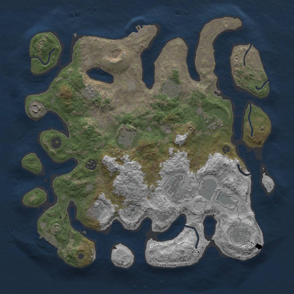 Rust Map: Procedural Map, Size: 3950, Seed: 957935448, 19 Monuments