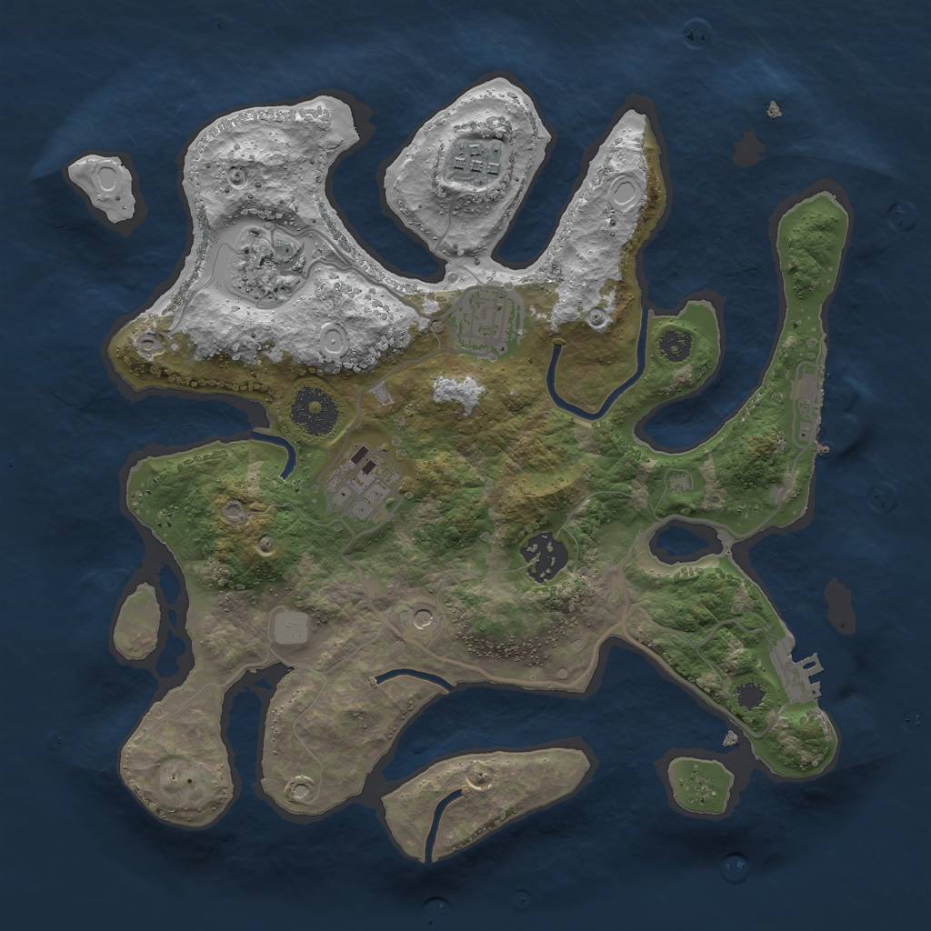 Rust Map: Procedural Map, Size: 3000, Seed: 424040836, 13 Monuments
