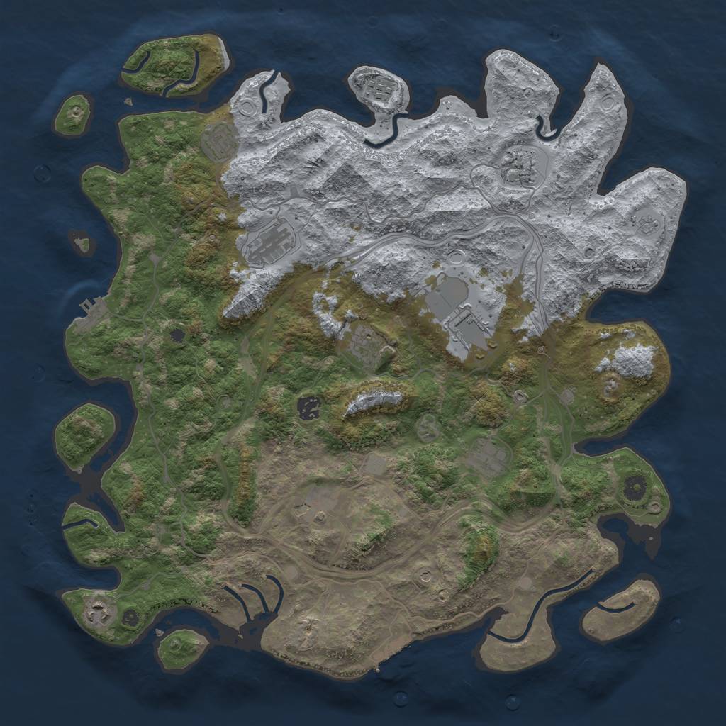 Rust Map: Procedural Map, Size: 4400, Seed: 13825, 17 Monuments