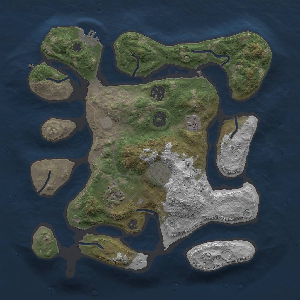 Rust Map: Procedural Map, Size: 3000, Seed: 12465, 10 Monuments
