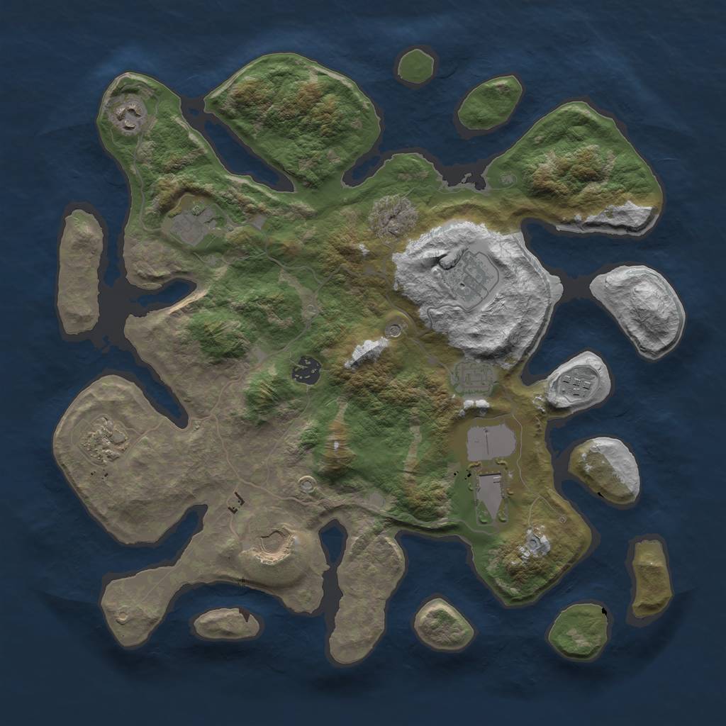 Rust Map: Barren, Size: 3850, Seed: 12234, 12 Monuments
