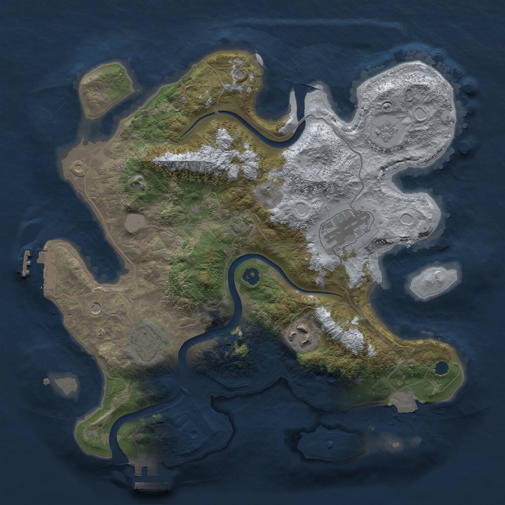 Rust Map: Procedural Map, Size: 3000, Seed: 15432, 9 Monuments