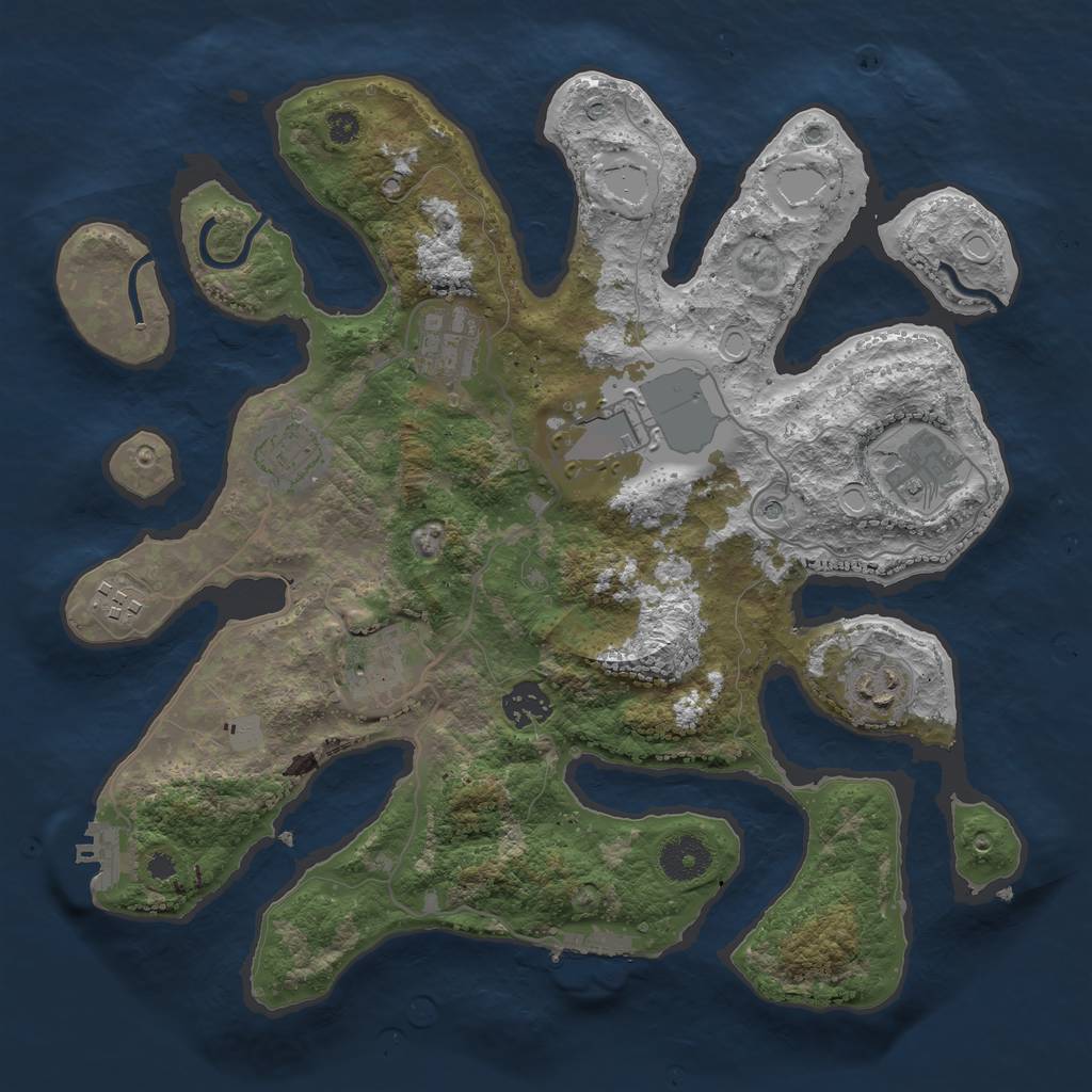 Rust Map: Procedural Map, Size: 3500, Seed: 1357565, 16 Monuments