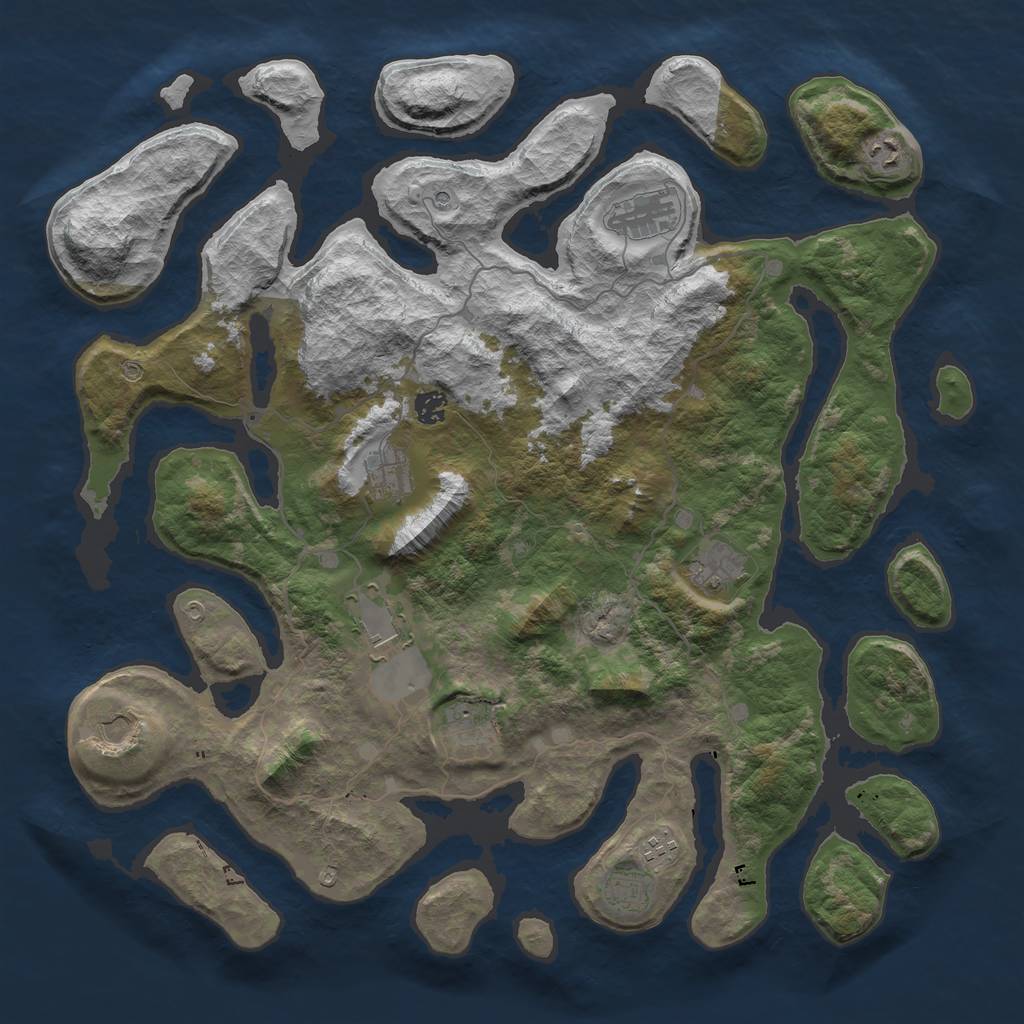 Rust Map: Barren, Size: 4500, Seed: 1234, 13 Monuments