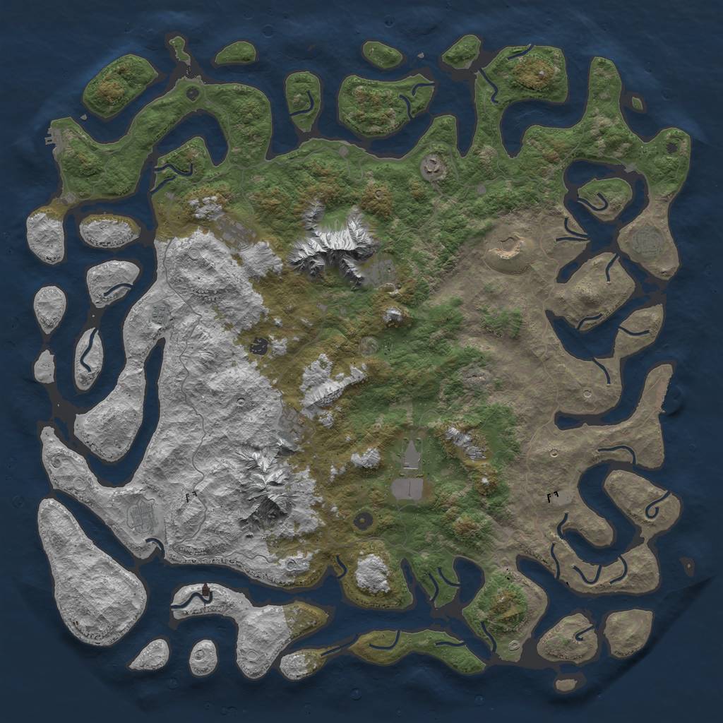 Rust Map: Procedural Map, Size: 6000, Seed: 13423423, 19 Monuments