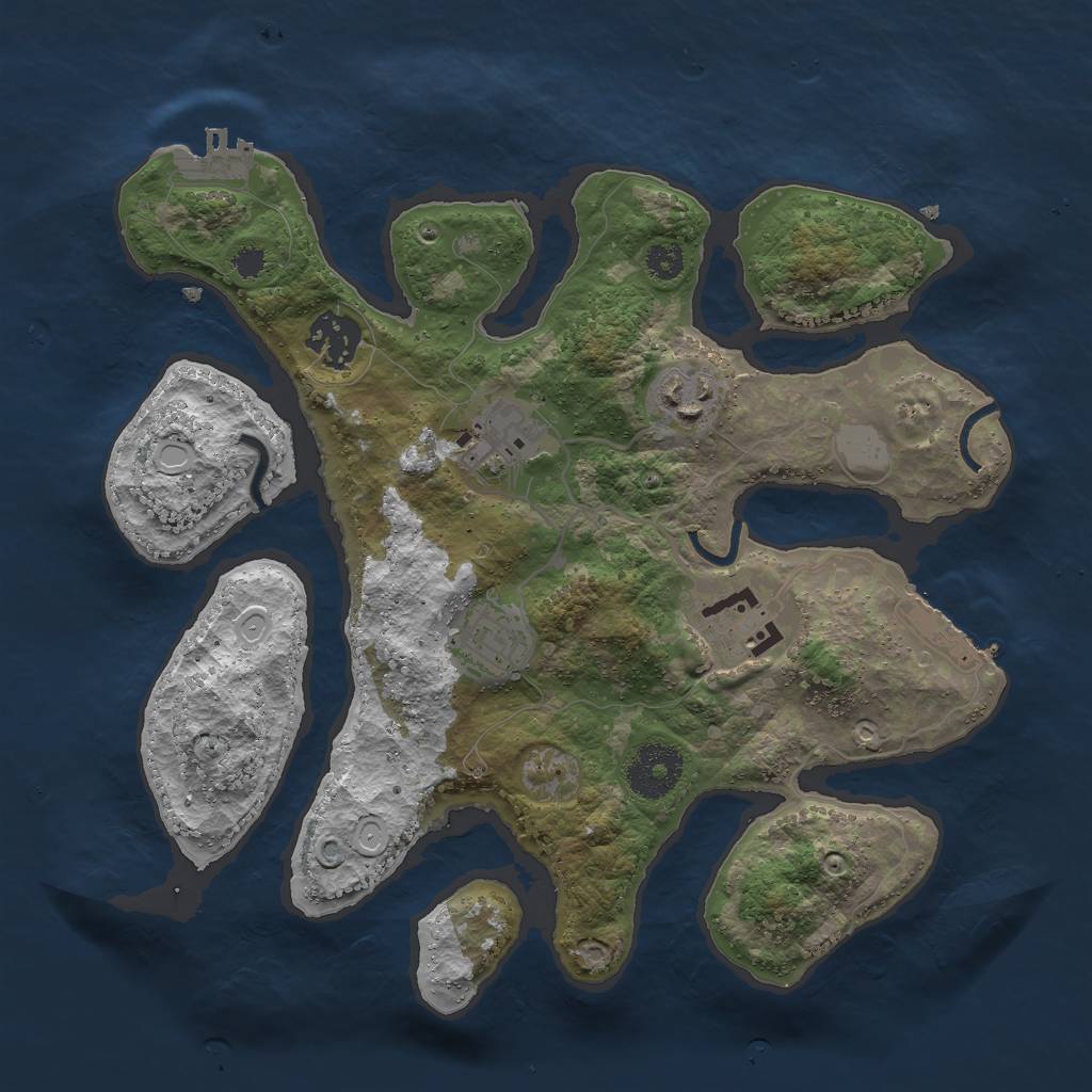 Rust Map: Procedural Map, Size: 3000, Seed: 4547771, 12 Monuments