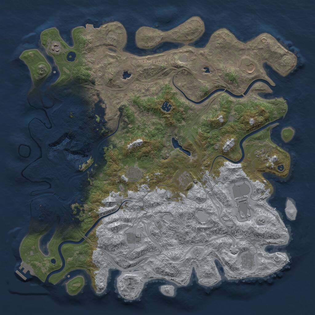 Rust Map: Procedural Map, Size: 4900, Seed: 652899, 16 Monuments