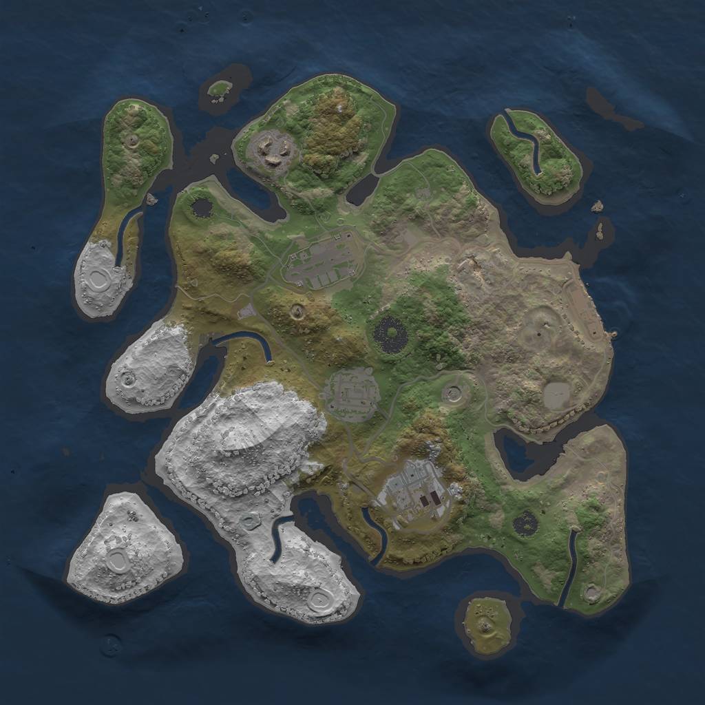 Rust Map: Procedural Map, Size: 3000, Seed: 579942875, 11 Monuments