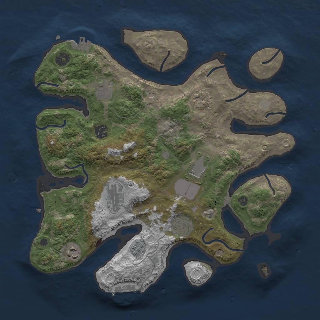 Rust Map: Procedural Map, Size: 3500, Seed: 5362, 16 Monuments