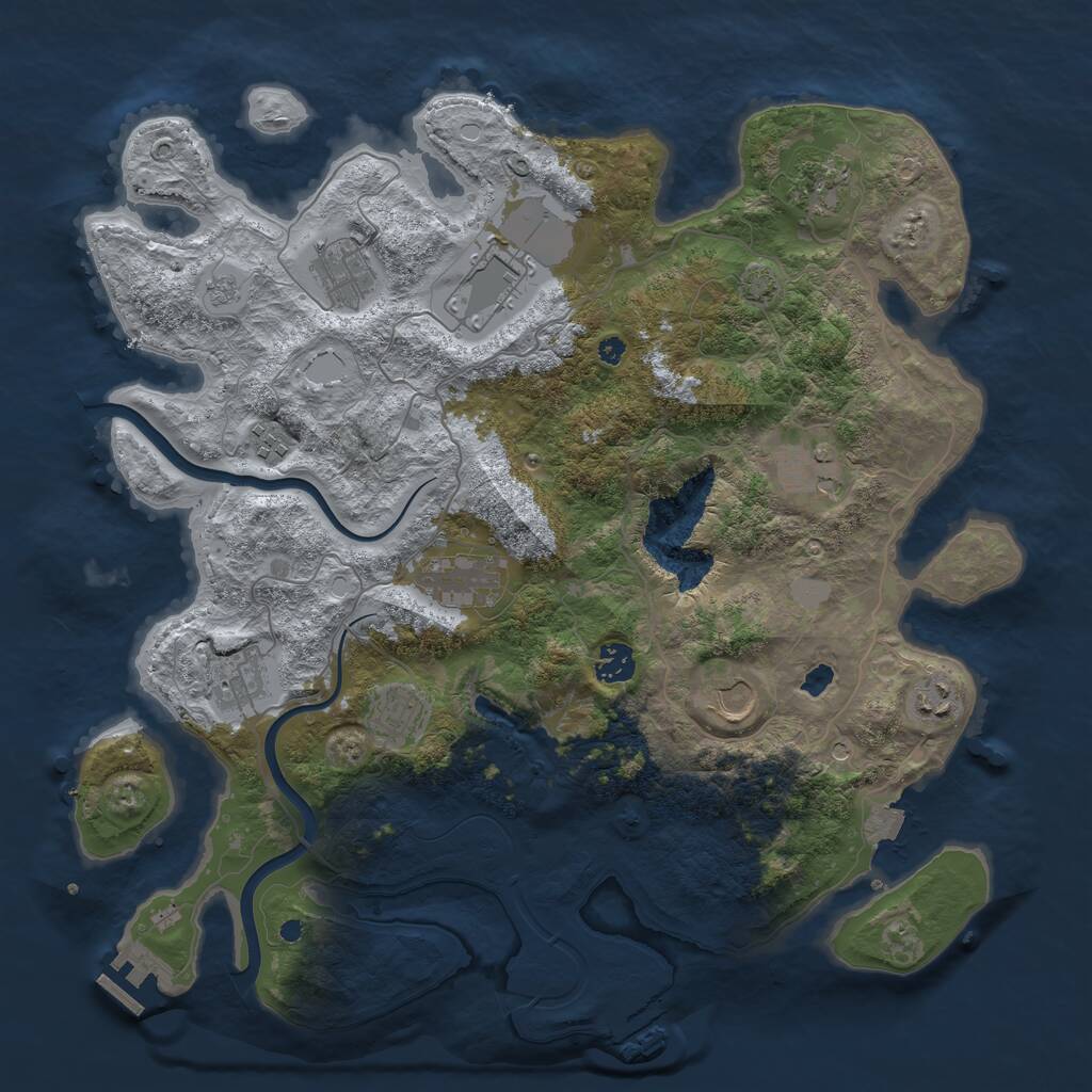 Rust Map: Procedural Map, Size: 4000, Seed: 122370392, 17 Monuments