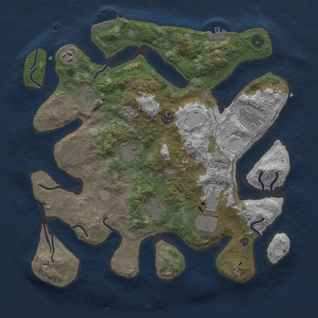 Rust Map: Procedural Map, Size: 3800, Seed: 7656119, 17 Monuments