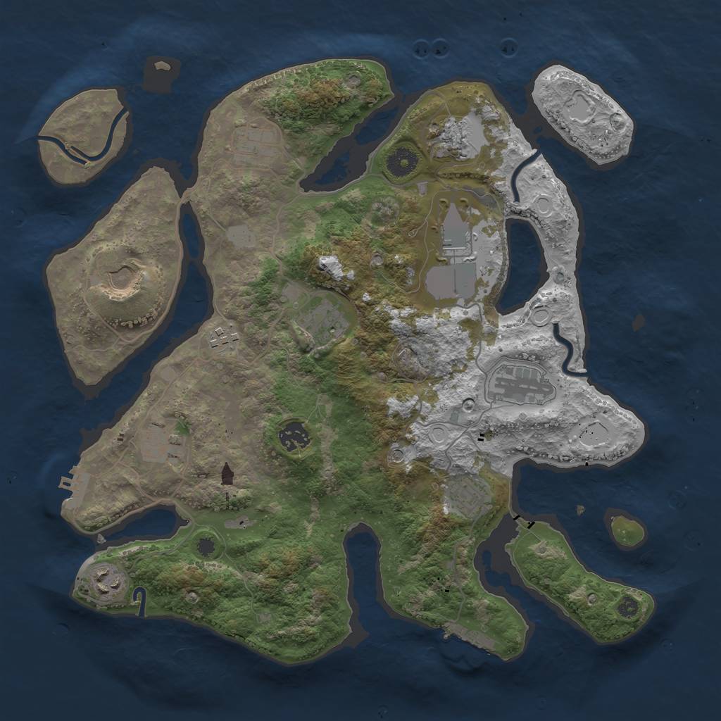 Rust Map: Procedural Map, Size: 3700, Seed: 1432202519, 19 Monuments