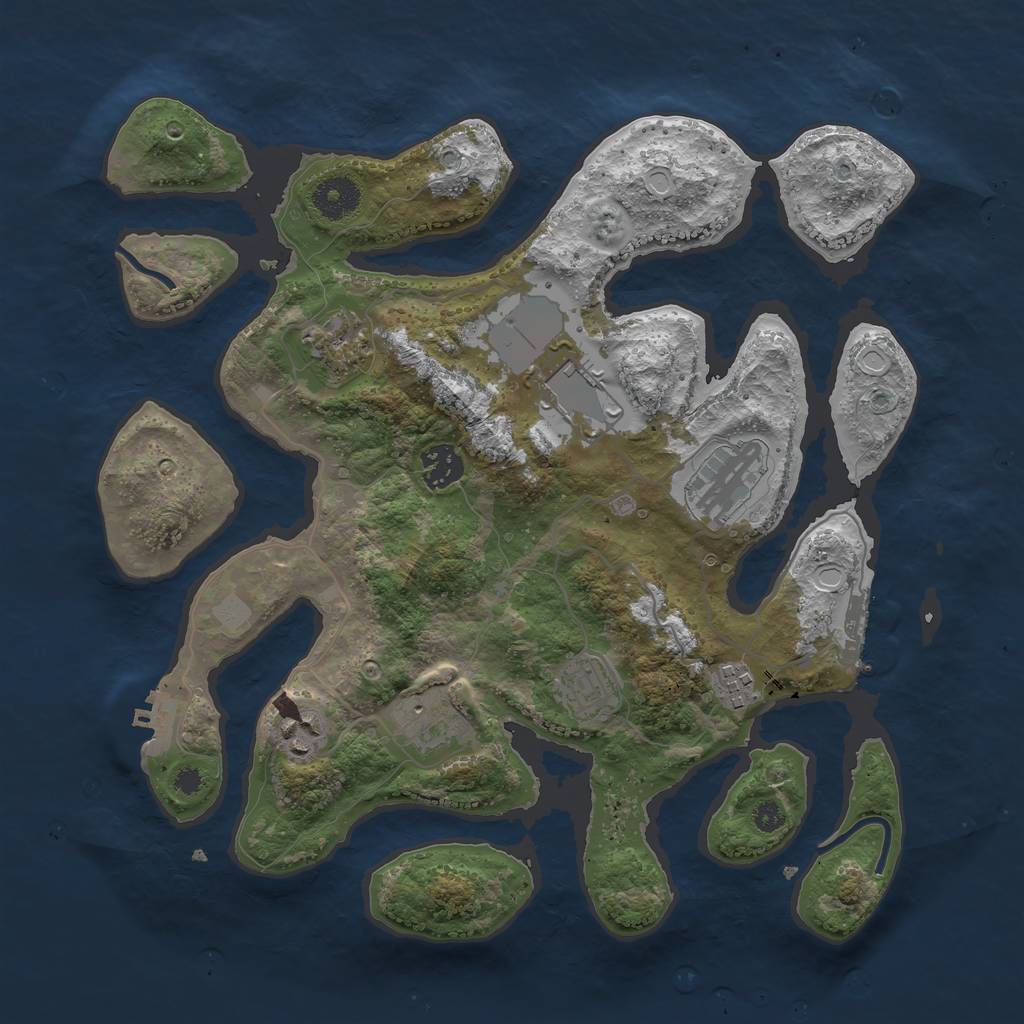 Rust Map: Procedural Map, Size: 3500, Seed: 2097424441, 15 Monuments