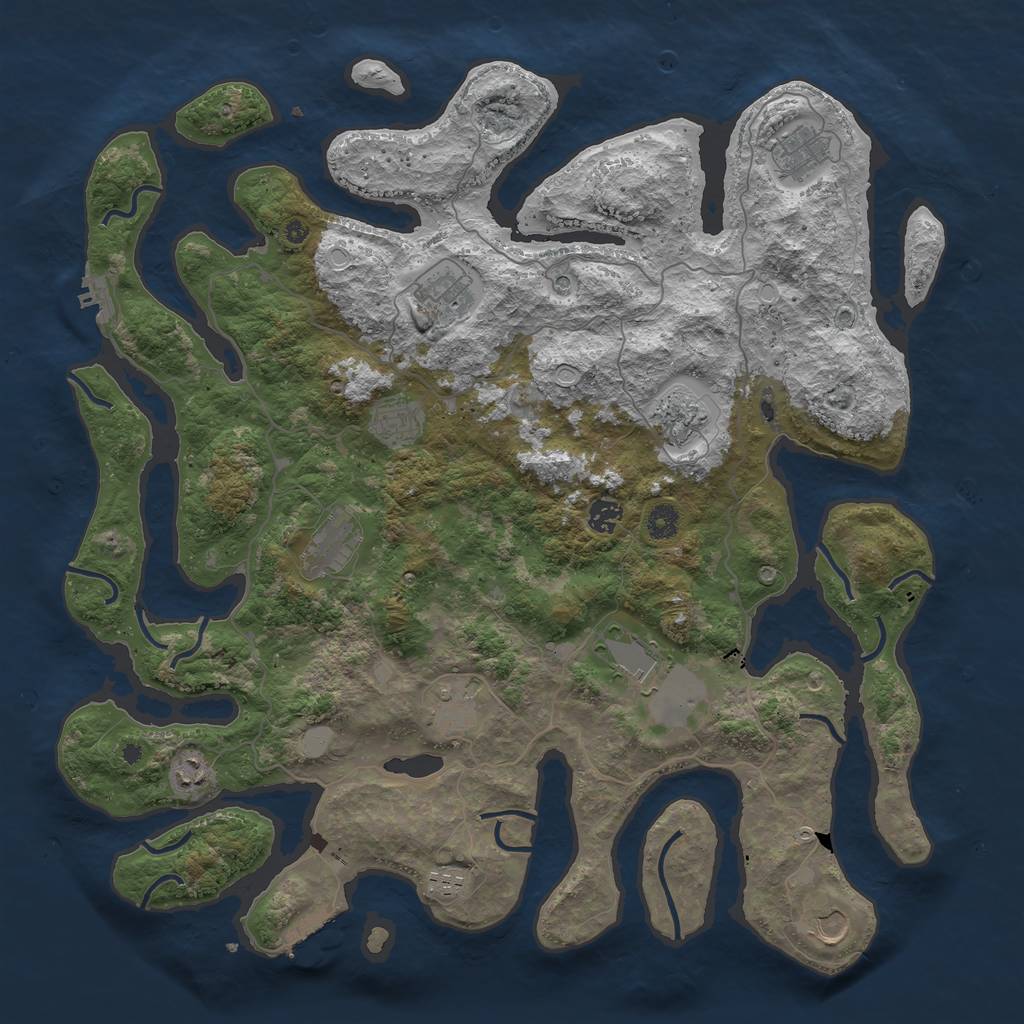 Rust Map: Procedural Map, Size: 4500, Seed: 1812, 19 Monuments